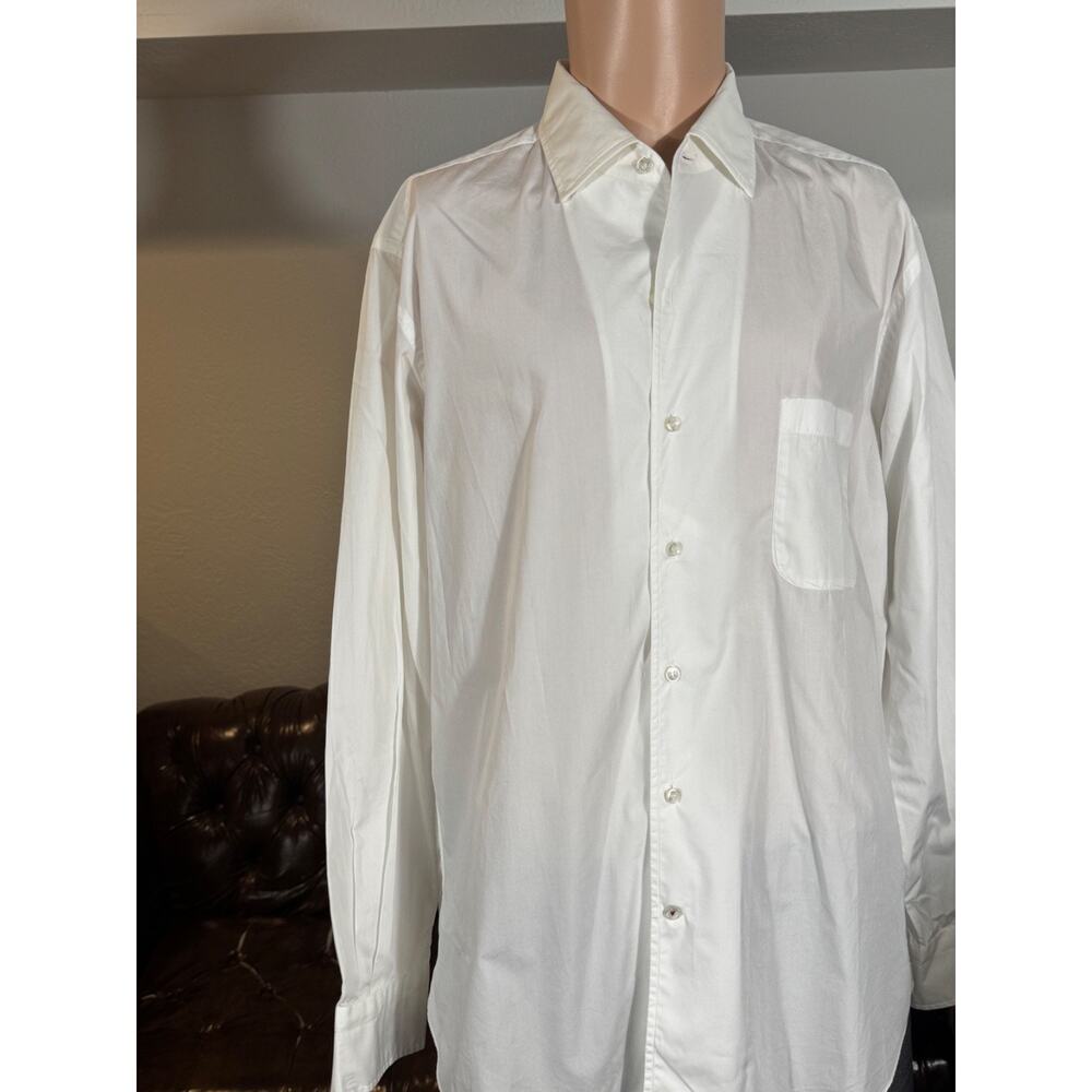 Loro Piana Andre White Poplin Dress Shirt Large Cotton One Piece Collar